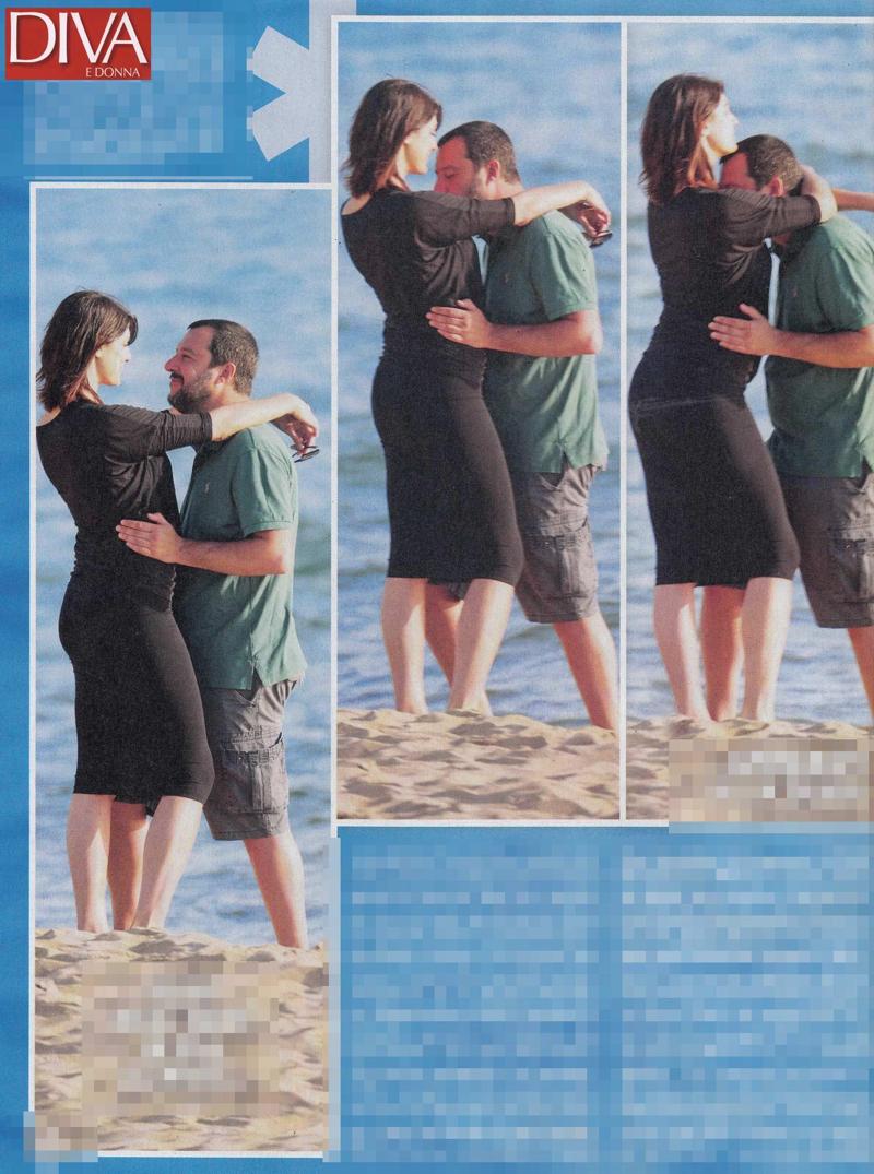 Matteo Salvini ed Elisa Isoardi, passione e giochi sulla spiaggia Matteo Salvini ed Elisa Isoardi, passione e giochi sulla spiaggia