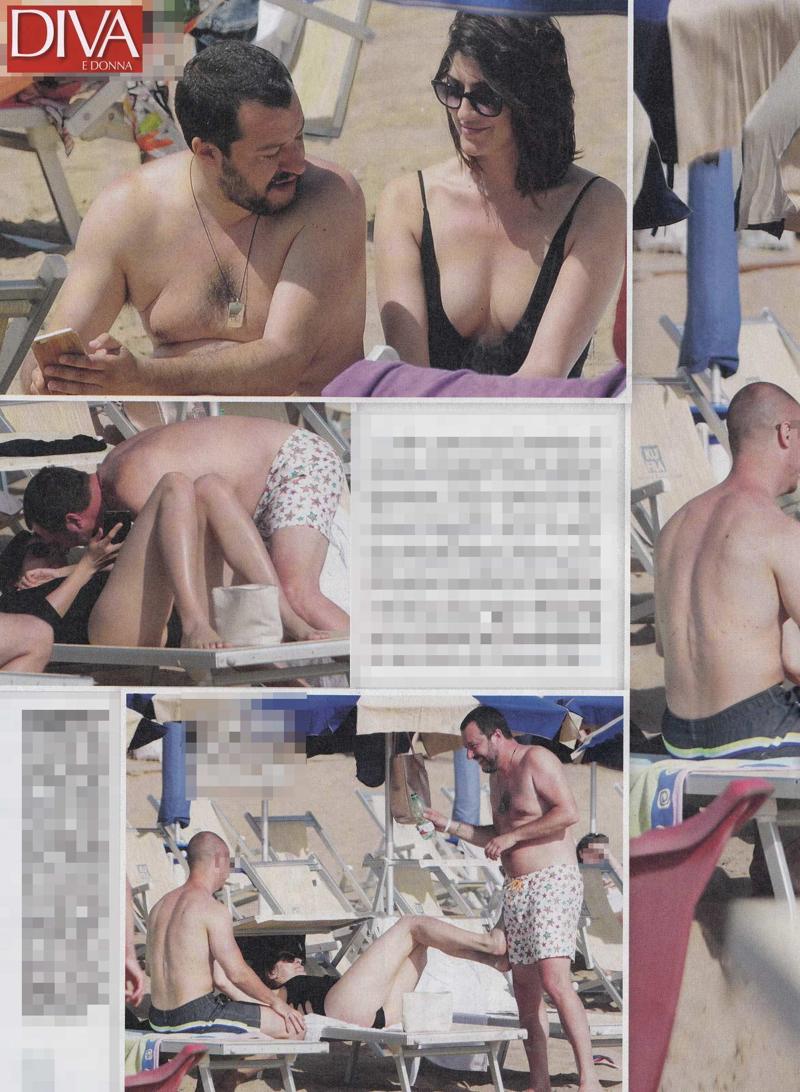 Matteo Salvini ed Elisa Isoardi, passione e giochi sulla spiaggia