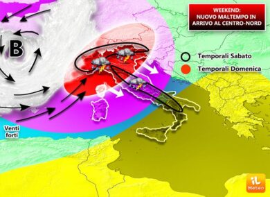 Previsioni meteo, ancora temporali e domenica ciclone islandese