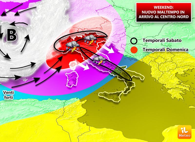 Previsioni meteo, ancora temporali e domenica ciclone islandese Previsioni meteo, ancora temporali e domenica ciclone islandese