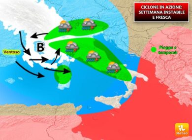 Previsioni meteo, settimana di pioggia e fresco sull’Italia