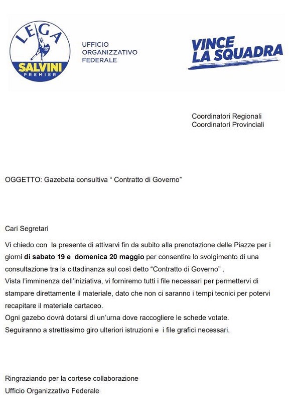 Governo, Salvini chiama le piazze. Il documento ai segretari provinciali