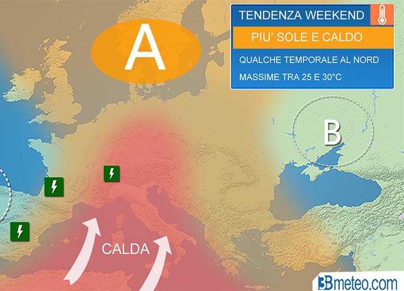 Previsioni meteo: prove d’estate da venerdì, punte di 28-30 gradi Previsioni meteo: prove d’estate da venerdì, punte di 28-30 gradi