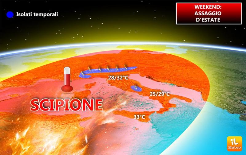 Previsioni meteo weekend, arriva il caldo estivo di Scipione Previsioni meteo weekend, arriva il caldo estivo di Scipione