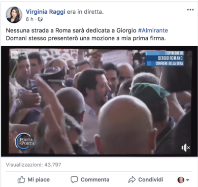 “Via Almirante”, contrordine grillini: la Raggi ci ripensa e ferma tutto