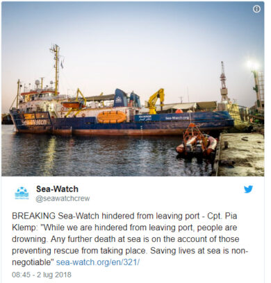 Migranti, Sea Watch denuncia: nostra nave sotto sequestro a Malta