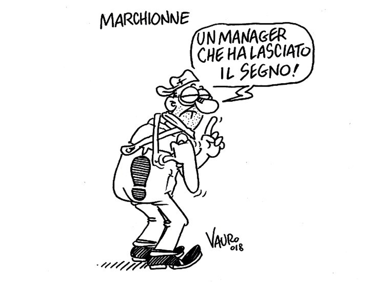 Marchionne: dopo la copertina del Manifesto vignetta di Vauro. Italia che odia Marchionne: dopo la copertina del Manifesto vignetta di Vauro. Italia che odia