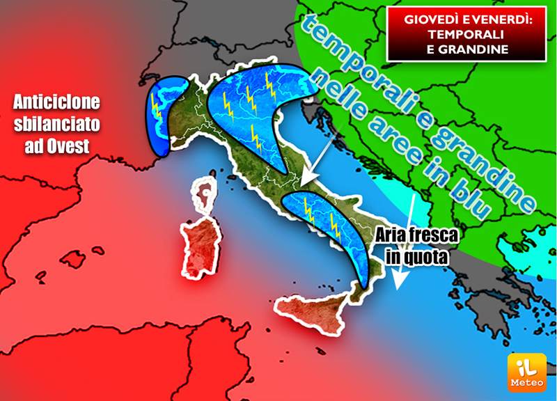 Meteo Italia:al Nord temporali violenti, poi torna il caldo con Nerone Meteo Italia:al Nord temporali violenti, poi torna il caldo con Nerone