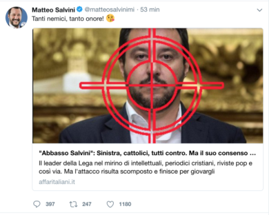 Salvini pubblica un articolo di “Affari” e fa impazzire web, stampa e Sinistra