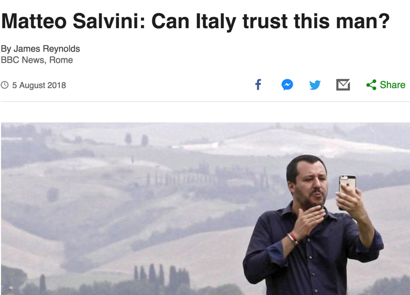 Salvini visto dalla Bbc: “emulo” di Mussolini, potente, cruciale per futuro Ue Salvini visto dalla Bbc: “emulo” di Mussolini, potente, cruciale per futuro Ue