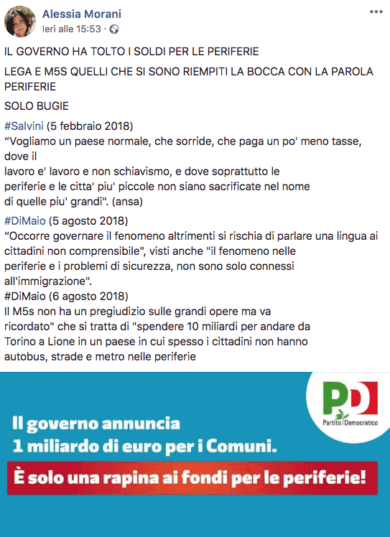 Alessia Morani e il post sulle periferie