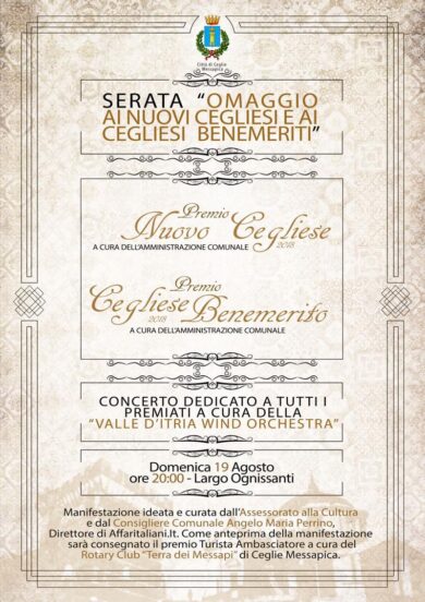 Ceglie rende omaggio ai “nuovi cegliesi”: da Etro a Cesare Fiorio. I nomi