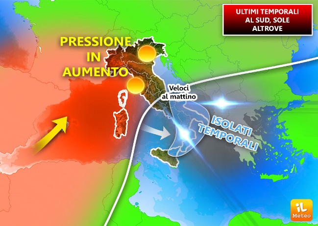 Previsioni meteo: dopo la burrasca torna il sole, ultimi temporali al Sud Previsioni meteo: dopo la burrasca torna il sole, ultimi temporali al Sud