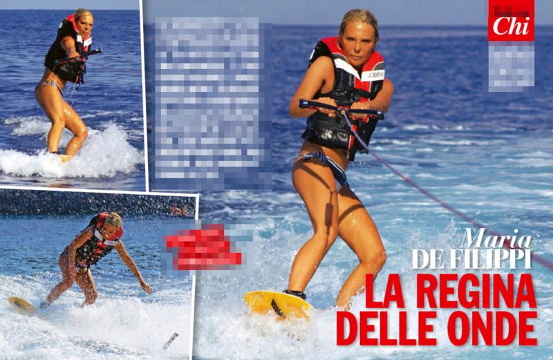 Maria De Filippi regina delle onde. DE FILIPPI SHOW CON IL WAKEBOARD
