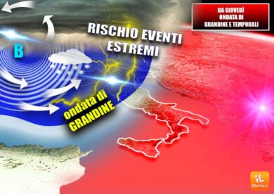 Previsioni meteo, da giovedì nuova ondata di temporali e grandine