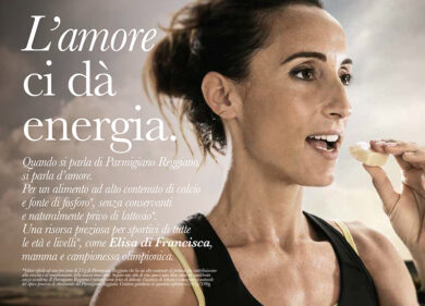 Elisa Di Francisca nella campagna Parmigiano Reggiano