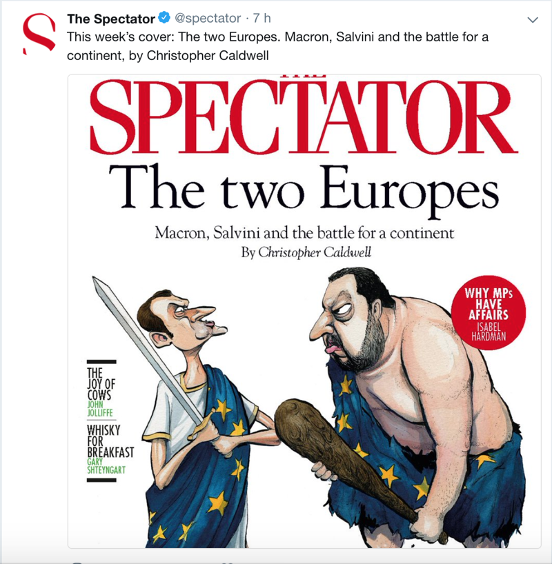 Matteo Salvini “troglodita” in copertina del britannico The Spectator – FOTO