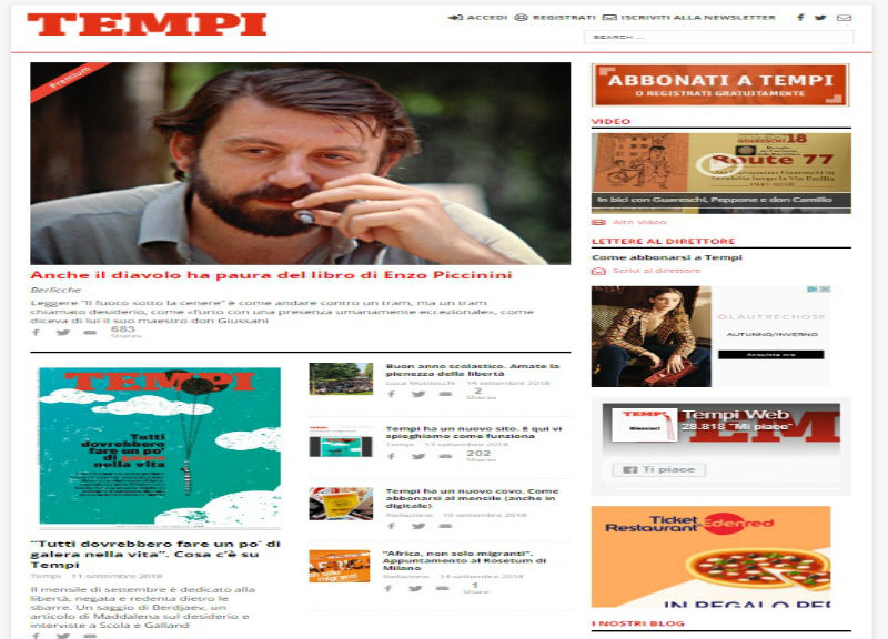 Editoria, è online la nuova versione del sito internet del mensile Tempi Editoria, è online la nuova versione del sito internet del mensile Tempi