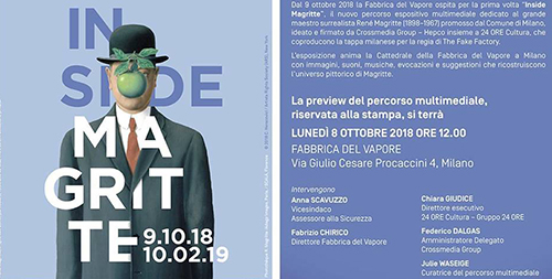 Inside Magritte, l’inaugurazione alla Fabbrica del Vapore di Milano Inside Magritte, l’inaugurazione alla Fabbrica del Vapore di Milano