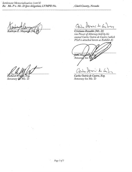 Cristiano Ronaldo e il presunto stupro: spunta il testo dell’accordo