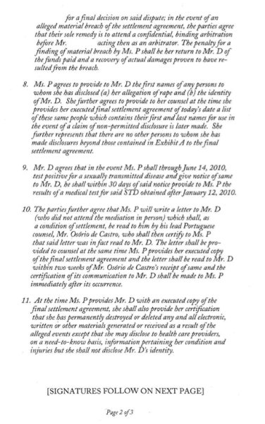 Cristiano Ronaldo e il presunto stupro: spunta il testo dell’accordo