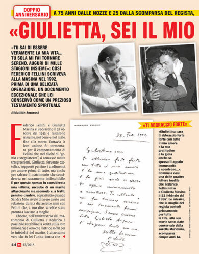 Federico Fellini, “Giulietta sei il mio unico amore”: le lettere inedite