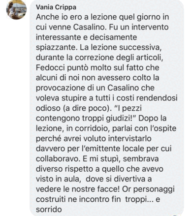 “Ero alla lezione in cui venne Casalino. Intervento interessante e spiazzante”