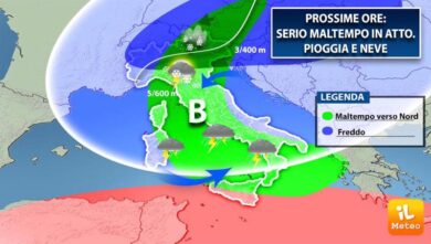 Previsioni meteo freddo: pioggia, vento e neve sull’Italia. METEO NEWS