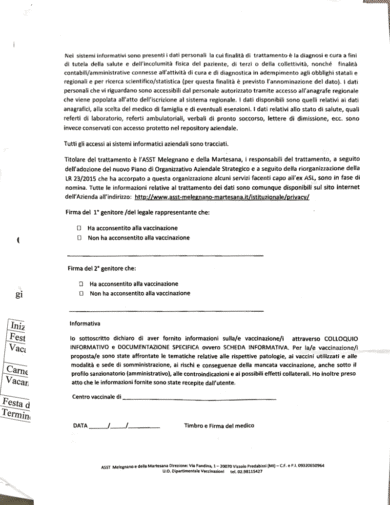 Genitore 1 e 2, sono ovunque. I moduli delle vaccinazioni. Foto
