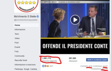 Ascolti tv: Giannini offende Conte in tv, ma il M5s lo “distrugge” su Facebook