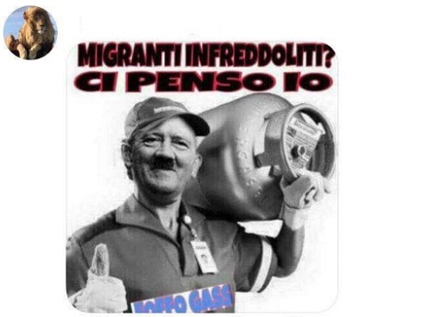 “Migranti infreddoliti? Ci penso io”: Hitler al Cpr, vignetta choc su facebook “Migranti infreddoliti? Ci penso io”: Hitler al Cpr, vignetta choc su facebook