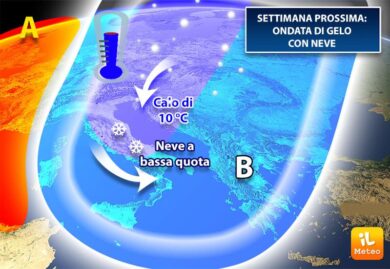 Previsioni meteo: da lunedì 10 irruzione di aria polare, poi neve in pianura