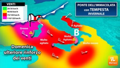 Previsioni meteo, weekend Immacolata con venti forti e furiose mareggiate