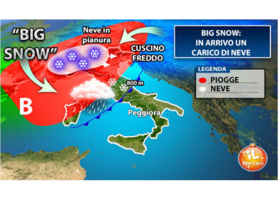 Previsioni meteo domenica 16 arriva BIG-SNOW. Freddo intenso. METEO NEWS