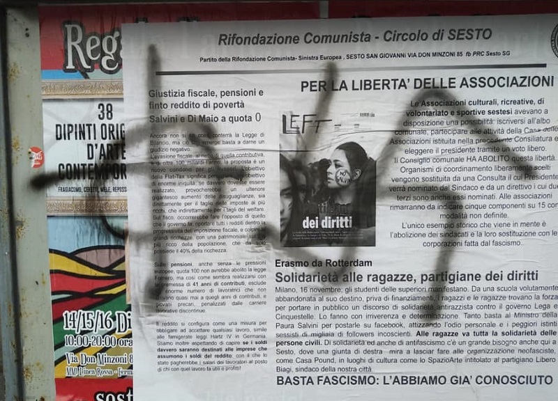 Sesto, svastiche e croci celtiche contro il circolo di Rifondazione Sesto, svastiche e croci celtiche contro il circolo di Rifondazione