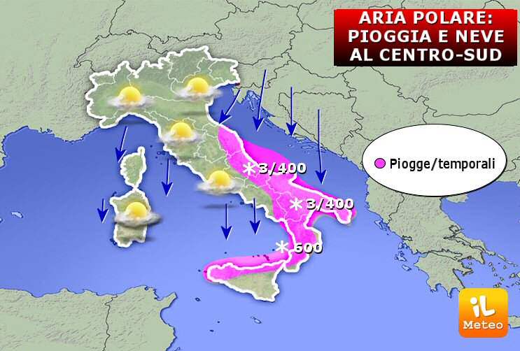 Previsioni meteo freddo, aria artica, pioggia e neve. PREVISIONI METEO NEWS Previsioni meteo freddo, aria artica, pioggia e neve. PREVISIONI METEO NEWS