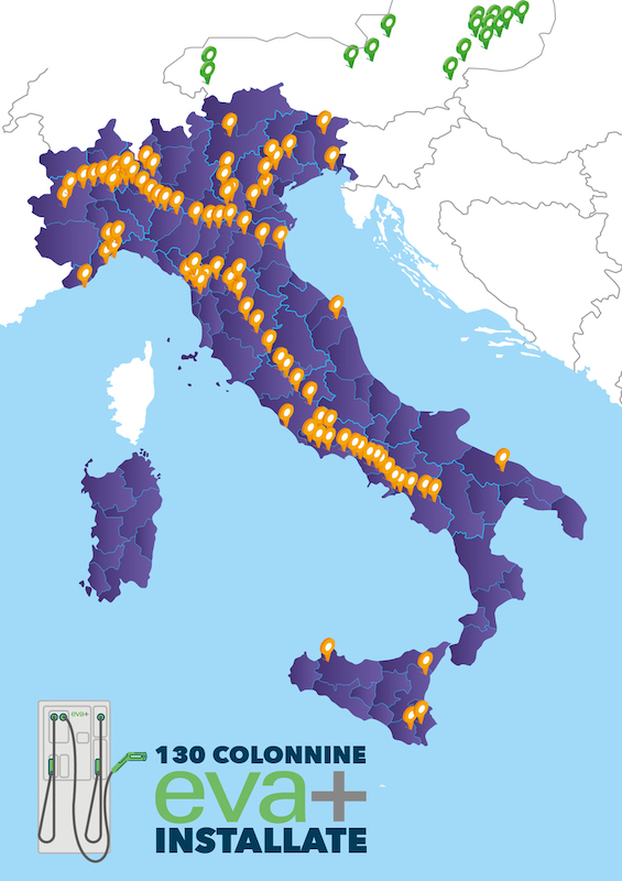 Enel Eva+, istallate 130 stazioni di ricarica veloce Enel Eva+, istallate 130 stazioni di ricarica veloce