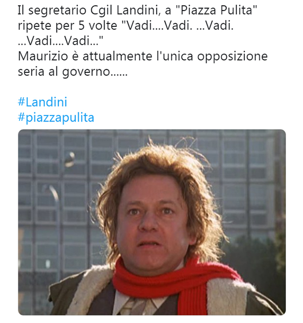 Maurizio Landini a La7: “Vadi, vadi, vadi…”. Si scatena l’ironia web Maurizio Landini a La7: “Vadi, vadi, vadi…”. Si scatena l’ironia web