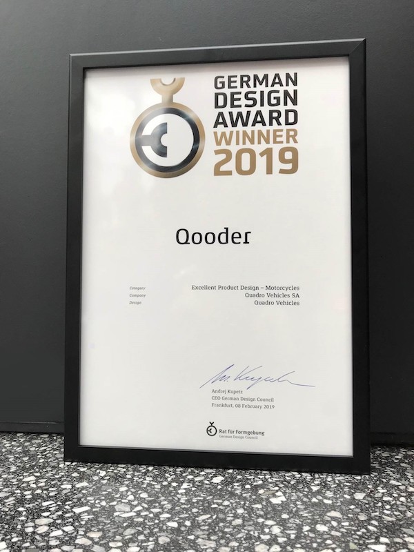 Qooder si aggiudica l’Excellent Product Design al German Design Award 2019 Qooder si aggiudica l’Excellent Product Design al German Design Award 2019