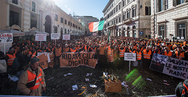 Gilet arancioni in piazza. Centinaio, Xylella: “I soldi ci sono, si parte”