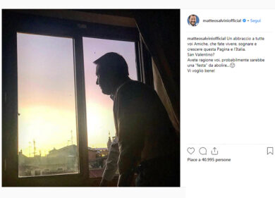 San Valentino, Salvini malinconico su Instagram. “Una festa da abolire’