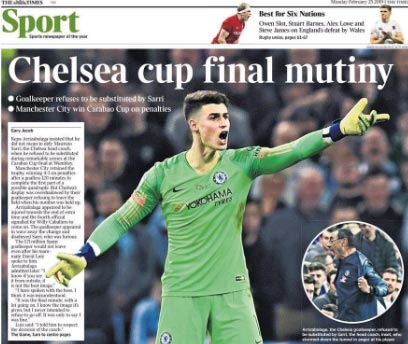 Chelsea, Kepa si scusa con Sarri: “Malinteso”. Times: “Ammutinamento finale” Chelsea, Kepa si scusa con Sarri: “Malinteso”. Times: “Ammutinamento finale”