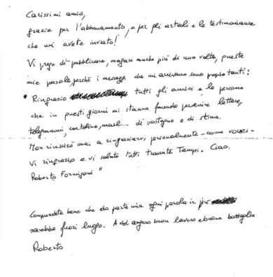 Lettera di Formigoni dal carcere: “Vi ringrazio e vi saluto”