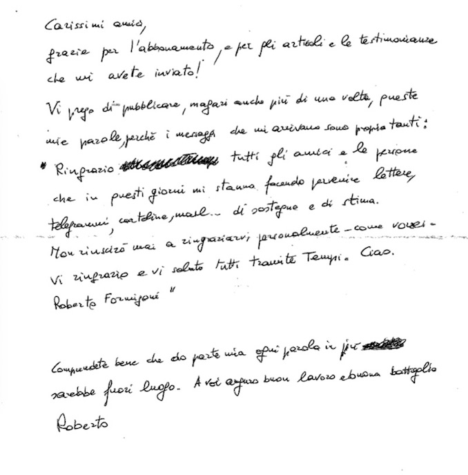 Lettera di Formigoni dal carcere: “Vi ringrazio e vi saluto” Lettera di Formigoni dal carcere: “Vi ringrazio e vi saluto”