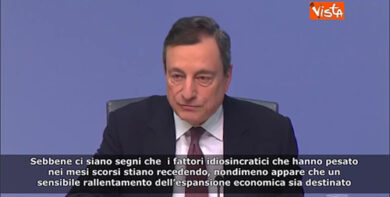 Draghi, Rallentamento espansione economica destinato a prolungarsi SOTTOTITOLI