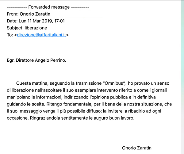 mail direzione AI ape OK mail direzione AI ape OK