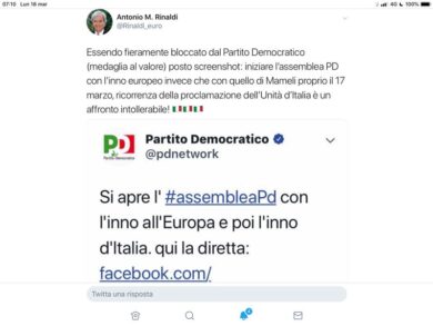 Pd, Assemblea al via con Inno all’Europa, poi Inno d’Italia. Polemica social