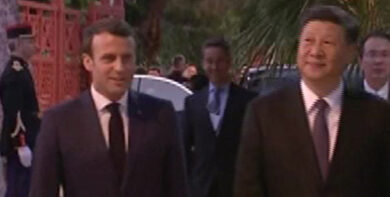 Cina-Francia, l’incontro Xi Jinping-Macron nelle immagini della tv cinese