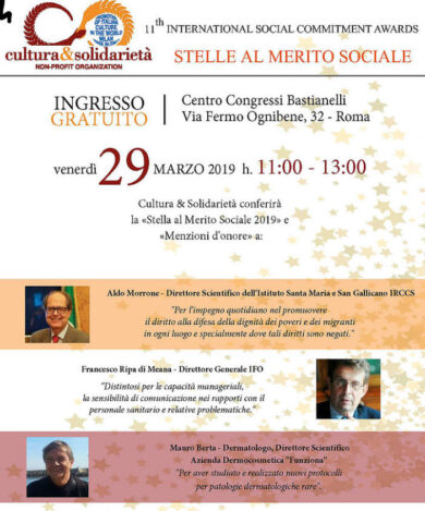 Cultura&Solidarietà consegna la prima Stella al merito Sociale del 2019