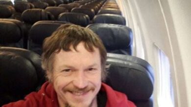 Orio, unico passeggero su un aereo Ryanair da 188 posti da Vilnius. FOTO